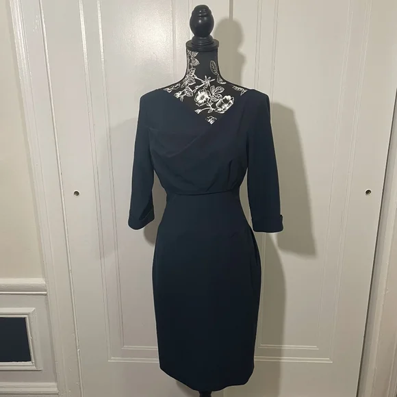 black halo jackie o sheath dress Black Halo Women's Jackie O Three-Quarter Sleeve Dress - Black main image 1